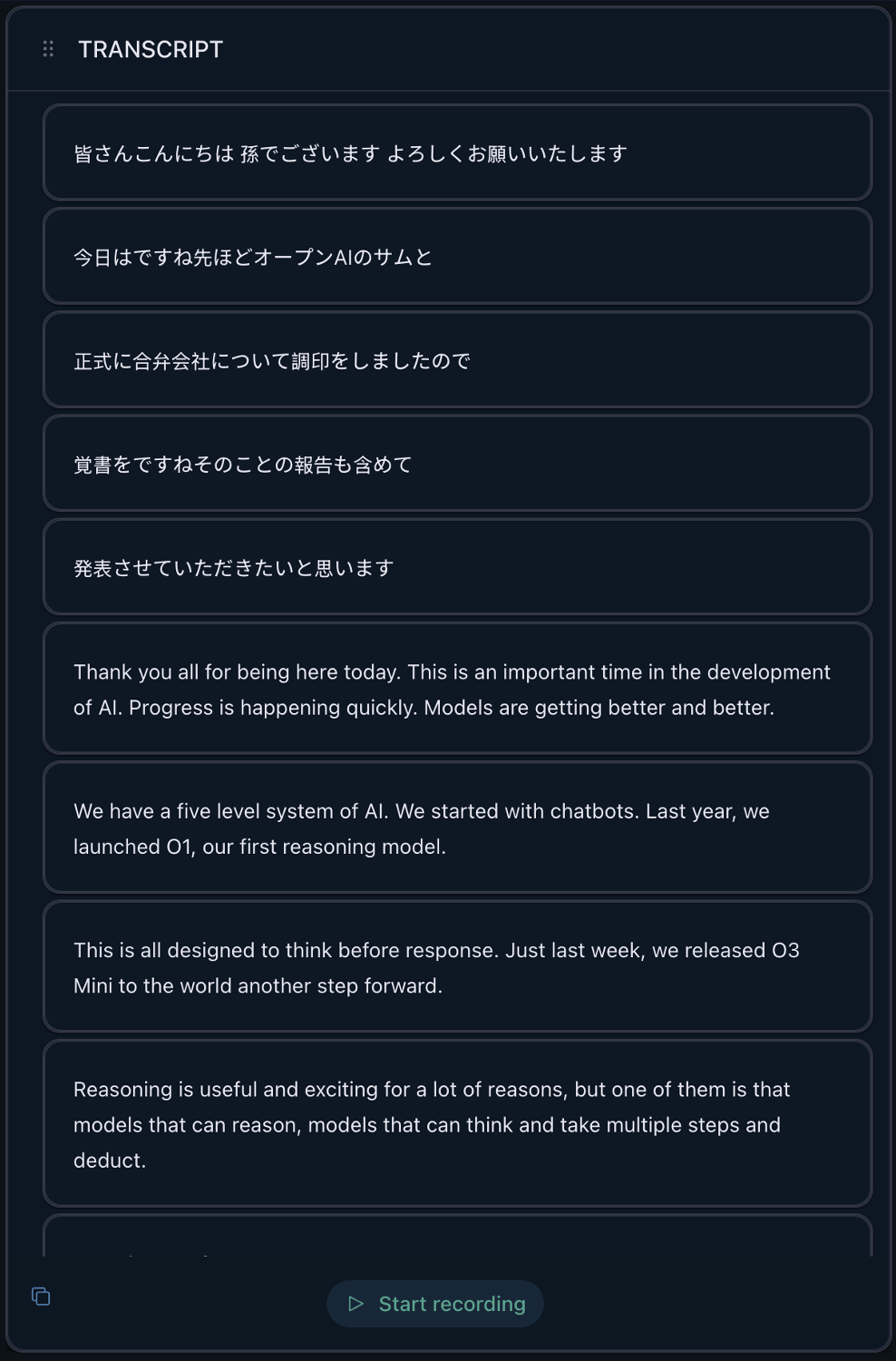 Real-time Transcription